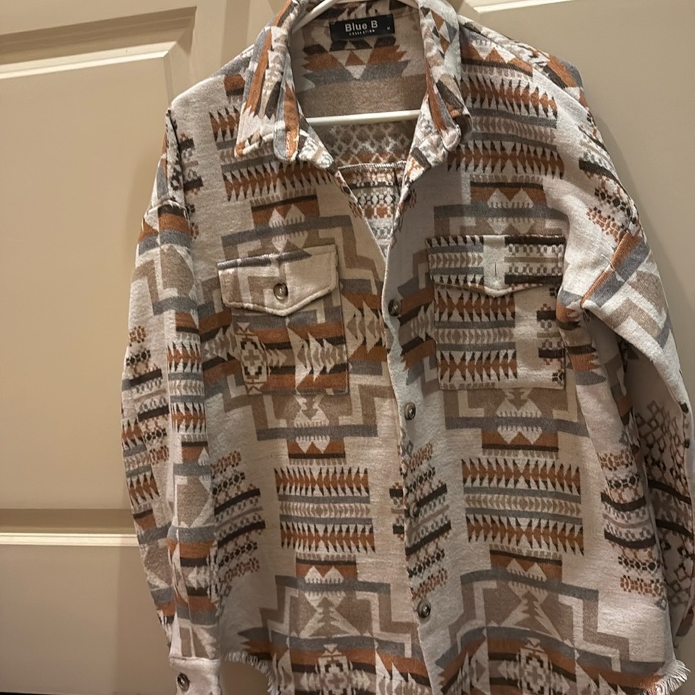 Flannel Aztec jacket Blue B Collection
